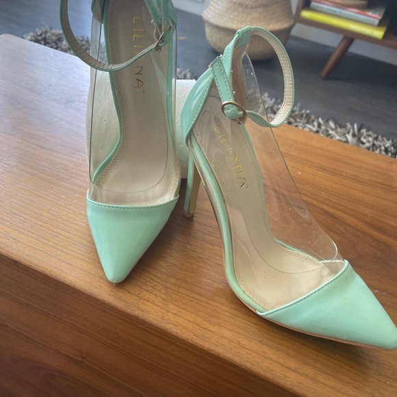 Mint/Clear stilleto heels - 4.5 inches - Picture 6 of 6